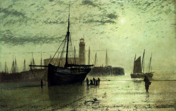 The Lighthouse At Scarborough by John Atkinson Grimshaw, hand-painted oil painting reproduction