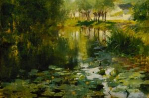 The Lily Pond by Willard Metcalf, hand-painted oil painting reproduction