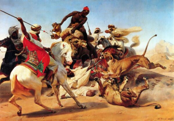 The Lion Hunt by Horace Vernet, hand-painted oil painting reproduction