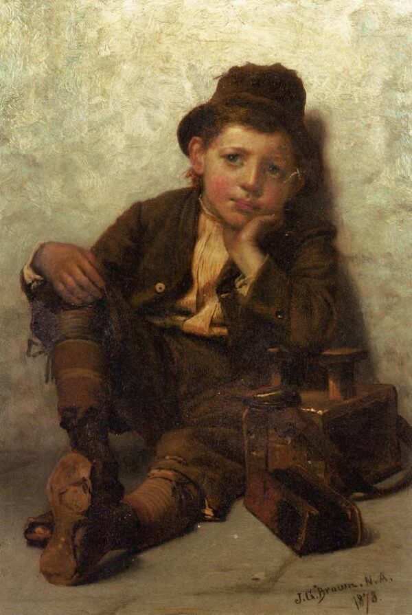 The Little Shoe-Shine Boy by John G Brown, hand-painted oil painting reproduction