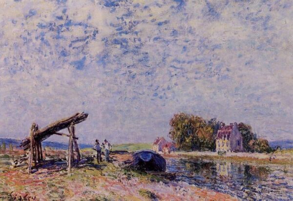 The Loing Canal at Saint-Mammes by Alfred Sisley, hand-painted oil painting reproduction