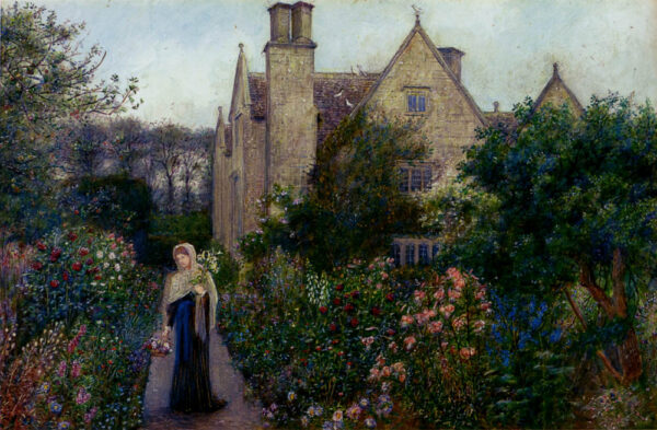 The Long Walk At Kelmscott Manor, Oxfordshire by Marie Spartali Stillman, hand-painted oil painting reproduction