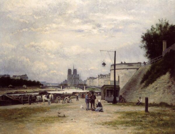 The Louviers Quay at Pont Sully by Stanislas Lépine, hand-painted oil painting reproduction