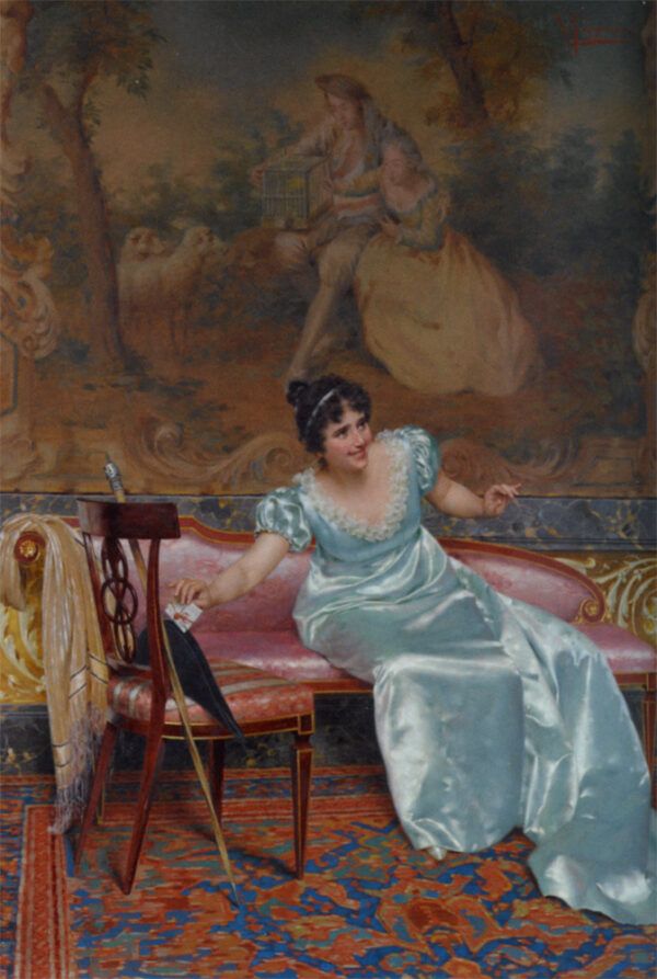 The Love Letter by Vittorio Reggianini, hand-painted oil painting reproduction