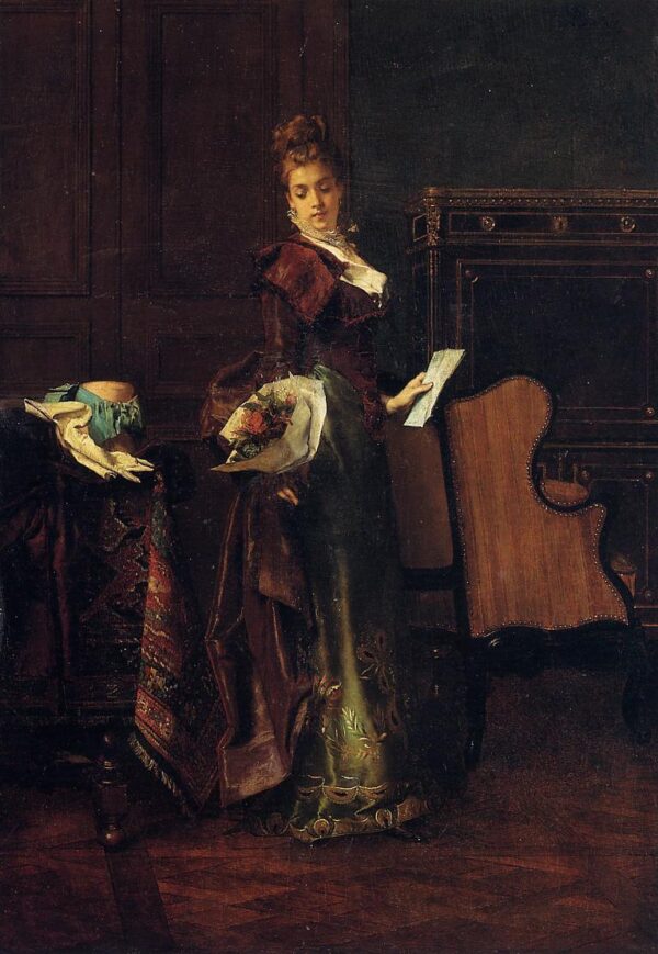 The Love Letter by Alfred Stevens, hand-painted oil painting reproduction