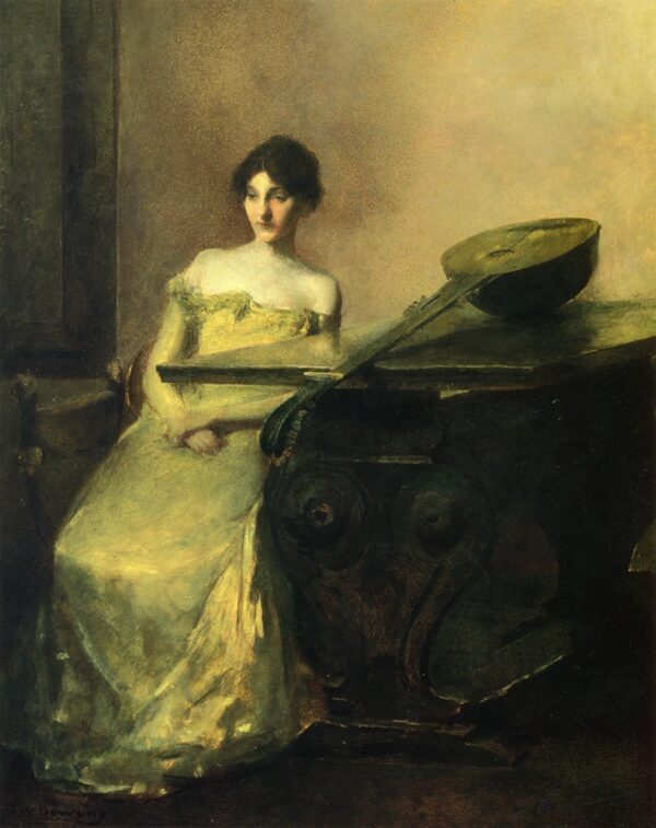 The Lute by Thomas Wilmer Dewing, hand-painted oil painting reproduction