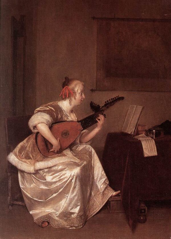 The Lute Player by Gerard ter Borch, hand-painted oil painting reproduction