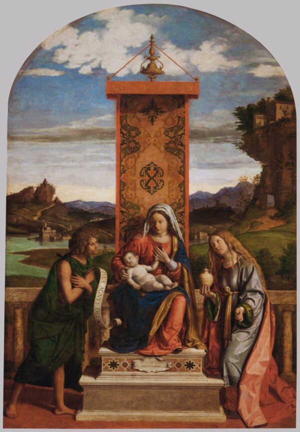 The Madonna and Child with Sts John the Baptist and Mary Magdale by Cima da Conegliano, hand-painted oil painting reproduction