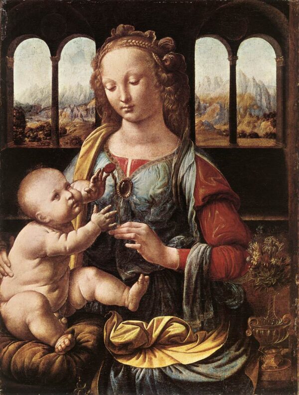 The Madonna of the Carnation by Leonardo da Vinci, hand-painted oil painting reproduction