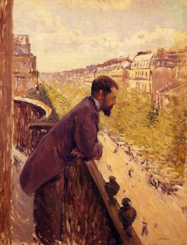 The Man on the Balcony b by Gustave Caillebotte, hand-painted oil painting reproduction