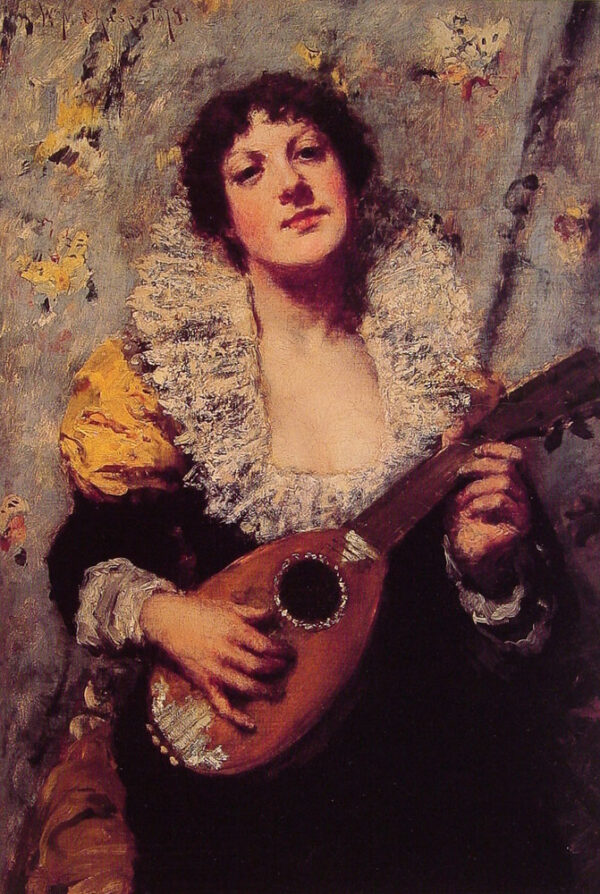 The Mandolin Player by William Merritt Chase, hand-painted oil painting reproduction
