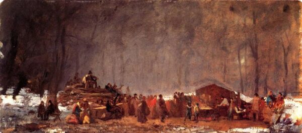 The Maple Sugar Camp – Turning Off by Eastman Johnson, hand-painted oil painting reproduction