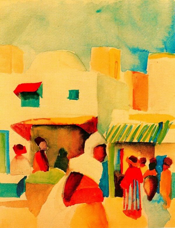 The Market In Tunis by August Macke, hand-painted oil painting reproduction
