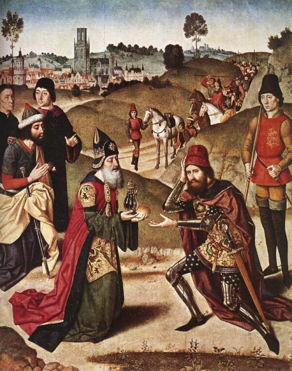 The Meeting of Abraham and Melchizedek by Dieric Bouts the Elder, hand-painted oil painting reproduction