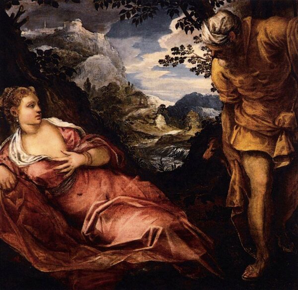 The Meeting of Tamar and Judith by Tintoretto, hand-painted oil painting reproduction