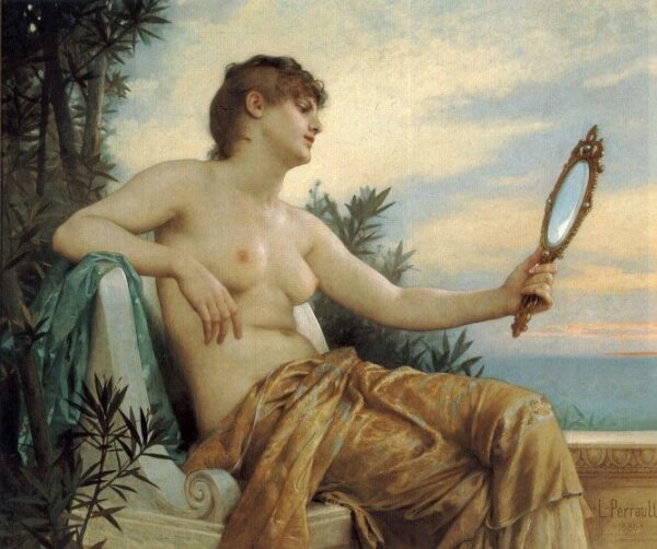 The Mirror by Leon Bazile Perrault, hand-painted oil painting reproduction