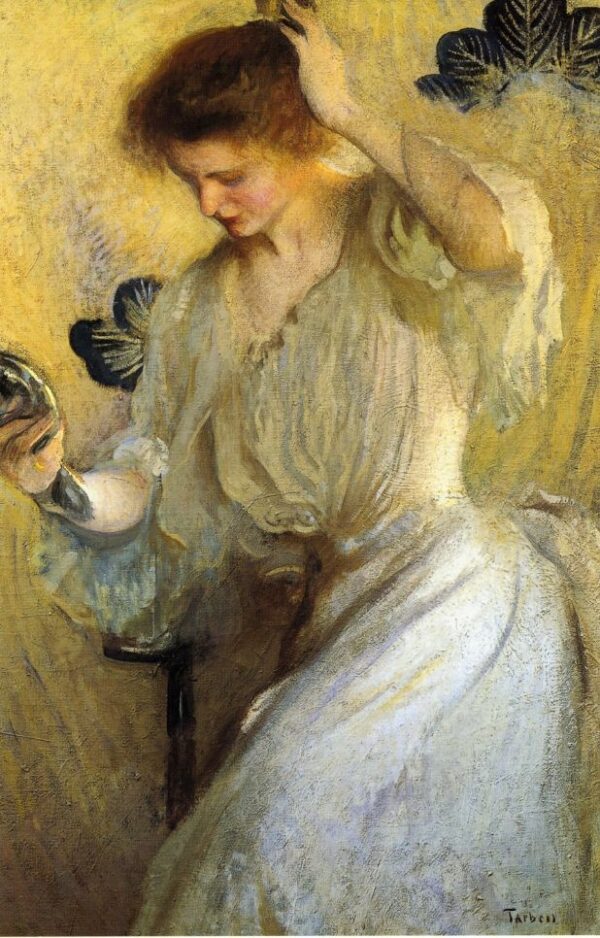 The Mirror by Edmund Tarbell, hand-painted oil painting reproduction