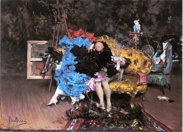 The Model and the Mannequin by Giovanni Boldini, hand-painted oil reproduction