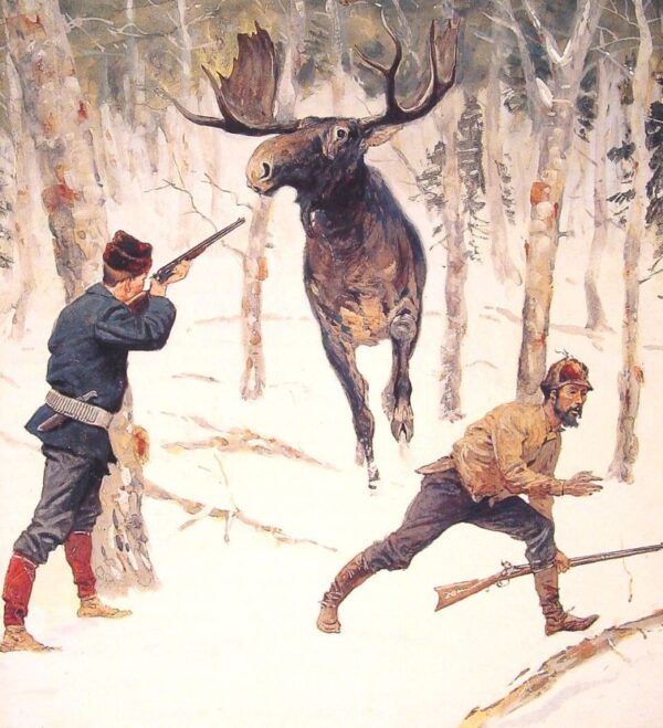 The Moose Hunt by Frederic Remington, hand-painted oil painting reproduction