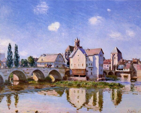 The Moret Bridge in the Sunlight by Alfred Sisley, hand-painted oil painting reproduction