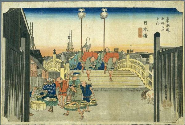 The Morning Glow at the Nihonbashi by Ando Hiroshige, hand-painted oil painting reproduction