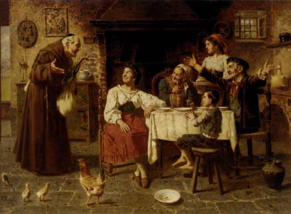 The Most Welcome Visitor by Eugenio Zampighi, hand-painted oil painting reproduction