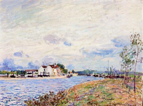 The Mouth of the Loing at Saint-Mammes by Alfred Sisley, hand-painted oil painting reproduction