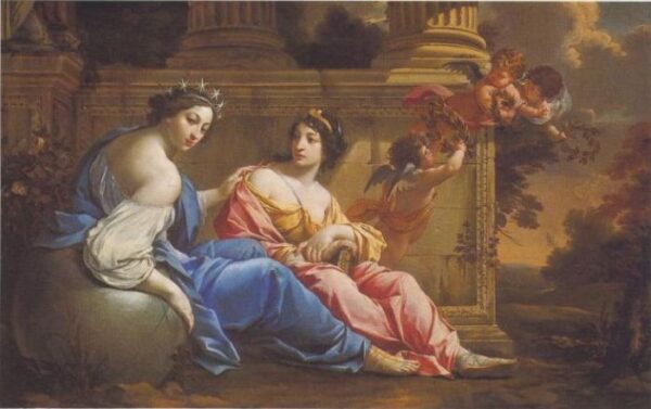 The Muses Urania And Calliope by Simon Vouet, hand-painted oil painting reproduction