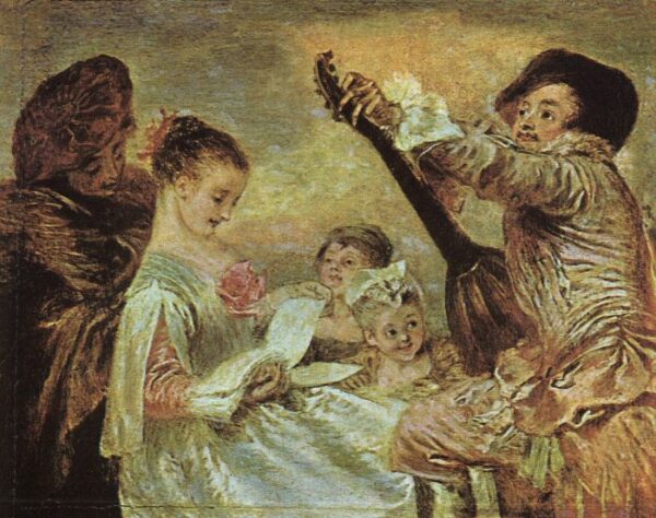 The Music Lesson by Antoine Watteau, hand-painted oil painting reproduction