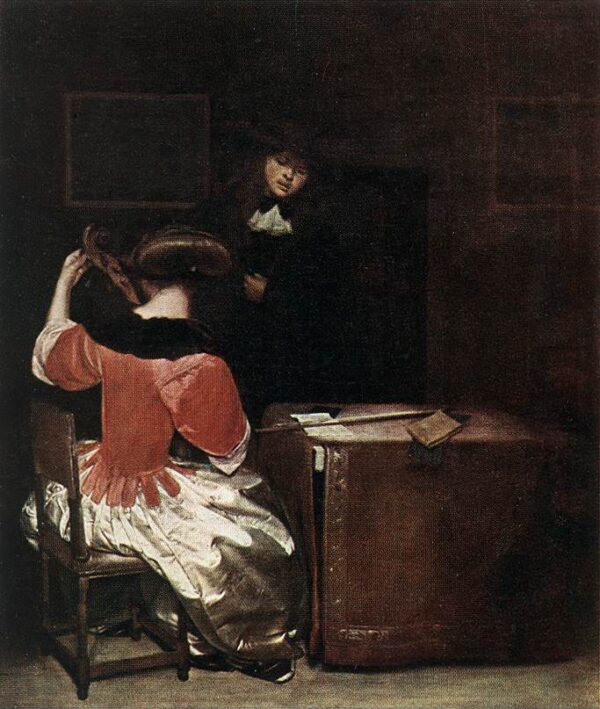 The Music Lesson by Gerard ter Borch, hand-painted oil painting reproduction