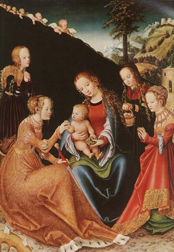 The Mystic Marriage of Saint Catherine by Lucas Cranach the Elder, hand-painted oil painting reproduction