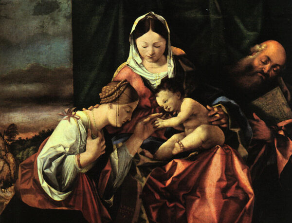 The Mystic Marriage of St. Catherine by Lorenzo Lotto, hand-painted oil painting reproduction