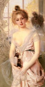 The New Kitten by Vittorio Corcos, hand-painted oil painting reproduction