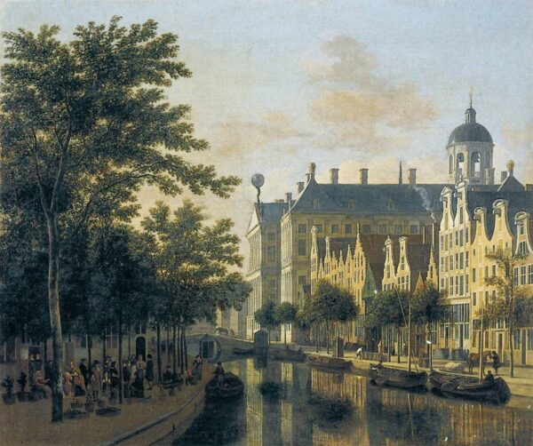 The Nieuwezijds Voorburgswal, Amsterdam by Gerrit Berckheyde, hand-painted oil painting reproduction