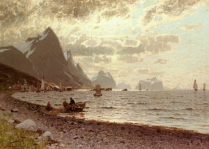 The Norwegian Fjord by Adelsteen Normann, hand-painted oil painting reproduction