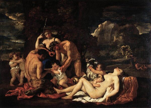 The Nurture of Bacchus by Nicolas Poussin, hand-painted oil painting reproduction