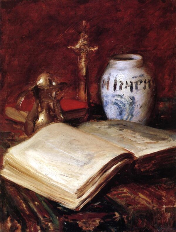The Old Book by William Merritt Chase, hand-painted oil painting reproduction