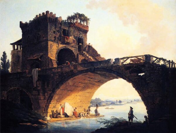 The Old Bridge by Hubert Robert, hand-painted oil painting reproduction