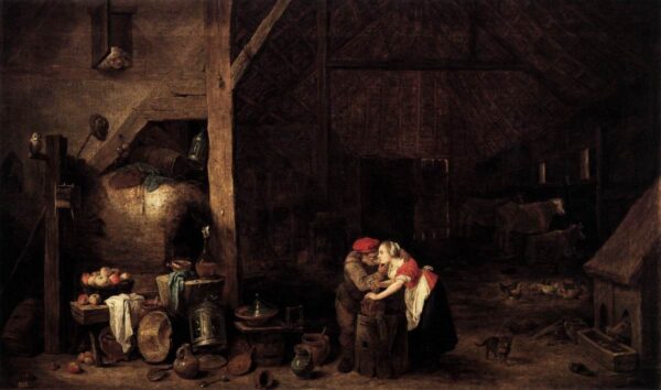 The Old Man and the Maid by David Teniers the Younger, hand-painted oil painting reproduction