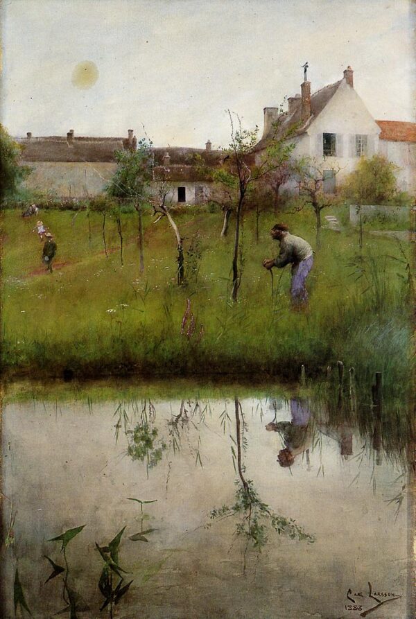 The Old Man and the New Trees by Carl Larsson, hand-painted oil painting reproduction