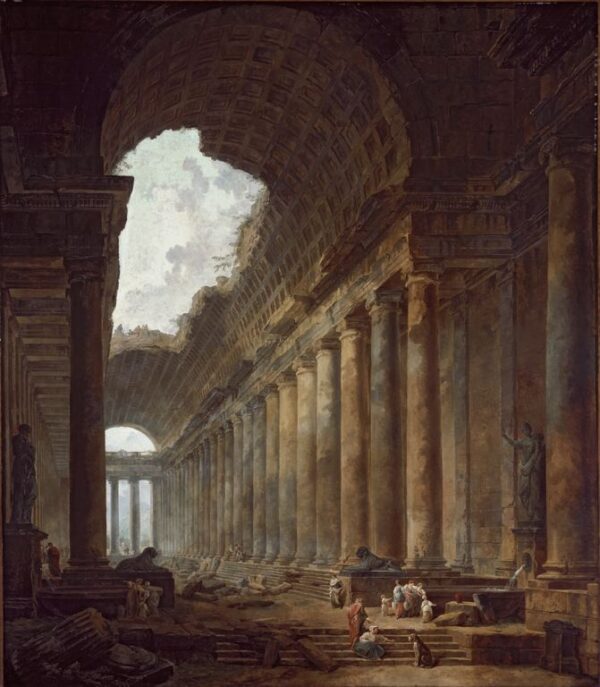 The Old Temple by Hubert Robert, hand-painted oil painting reproduction