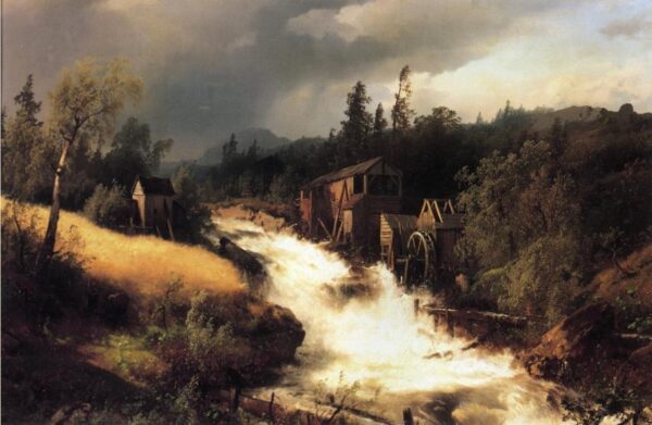The Old Water Mill II by Hermann Ottomar Herzog, hand-painted oil painting reproduction