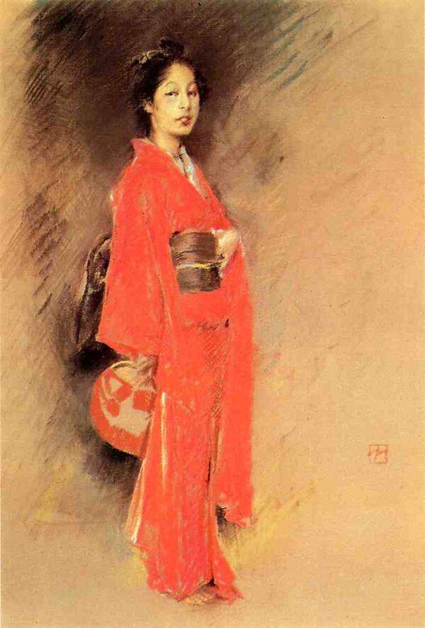 The Orange Kimono by Robert Frederick Blum, hand-painted oil painting reproduction