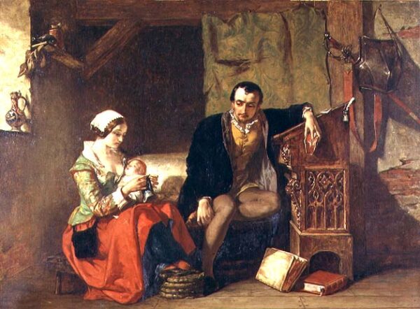 The Origin of the Stocking Loom 1847 by Alfred Elmore, hand-painted oil reproduction