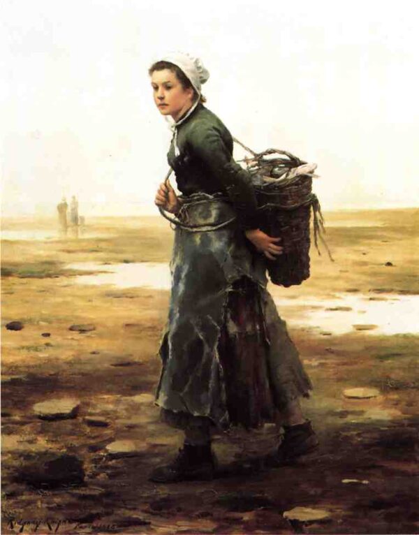 The Oyster Gatherer by Daniel Ridgway Knight, hand-painted oil painting reproduction