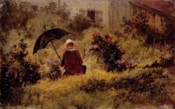 The Painter In The Garden by Carl Spitzweg, hand-painted oil painting reproduction
