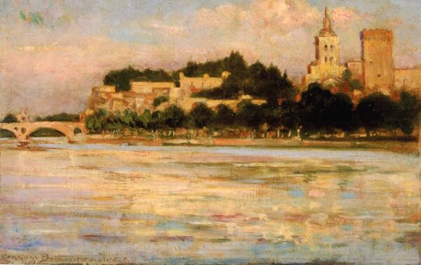 The Palace of the Popes and Pont d’Avignon by Carroll Beckwith, hand-painted oil reproduction