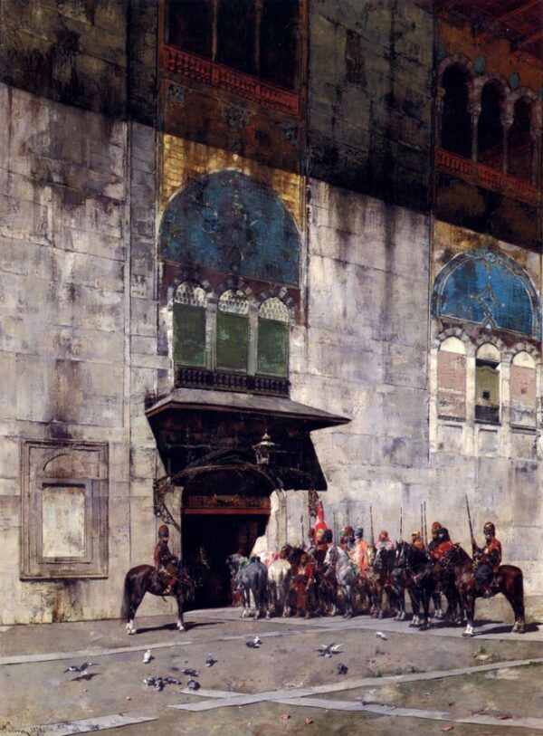 The Pasha’s Escort by Alberto Pasini, hand-painted oil painting reproduction