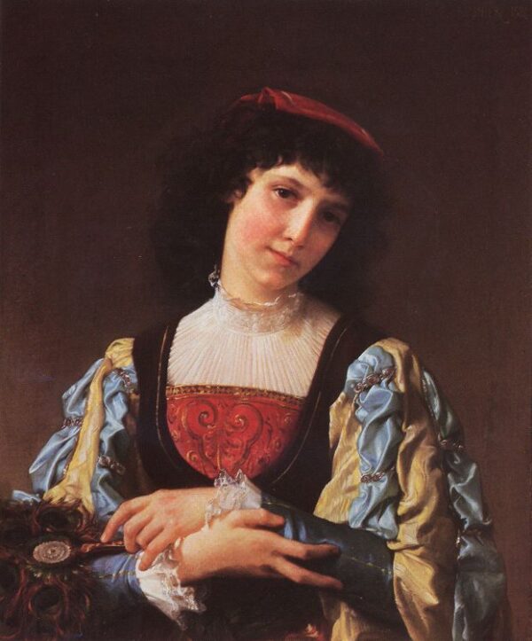 The Peacock Fan by Émile Munier, hand-painted oil painting reproduction