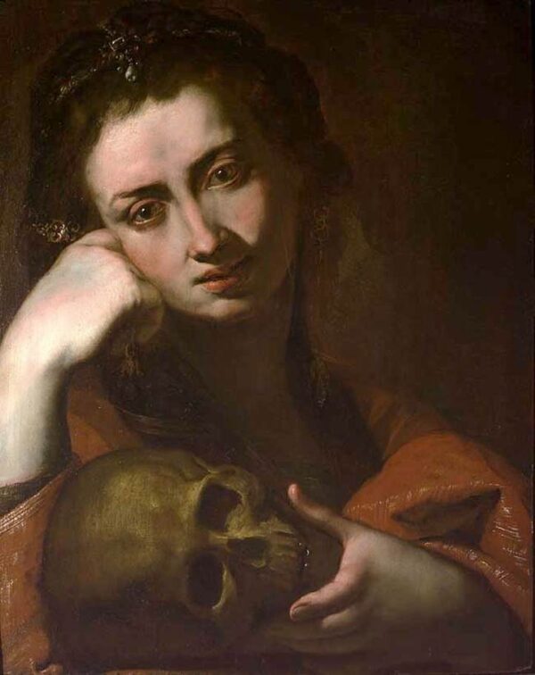 The Penitent Magdalen or Vanitas by Angelo Caroselli, hand-painted oil painting reproduction